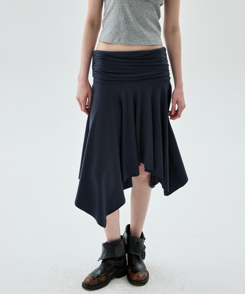 Mardi Mercredi(マルディメクルディ)の「MIDI SKIRT FOLDOVER WAIST / ミディ スカート フォールドオーバー ウエスト(スカート・レディース・ネイビー・FREE)」の3枚目の写真