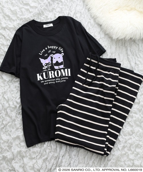 sanrio(サンリオ)の「サンリオキャラクターズ プリント半袖T&ロングパンツセット(ルームウェア/パジャマ・レディース・ライトパープル/ホワイト×ブルー/ホワイト系その他/オートミール/ブラック/ブラウン系/チャコール/ブルーグレー・LL/M/L)」の3枚目の写真