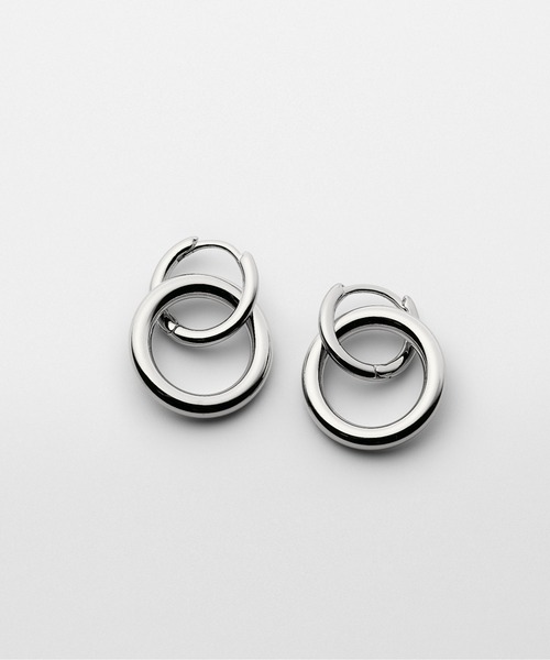 UNITED JEWELS-ef-（ユナイテッドジュエルズイフ）の「Double Ring Hoop Pierce（ピアス（両耳用）・レディース・イエローゴールド/シルバー・FREE）」の2枚目の写真