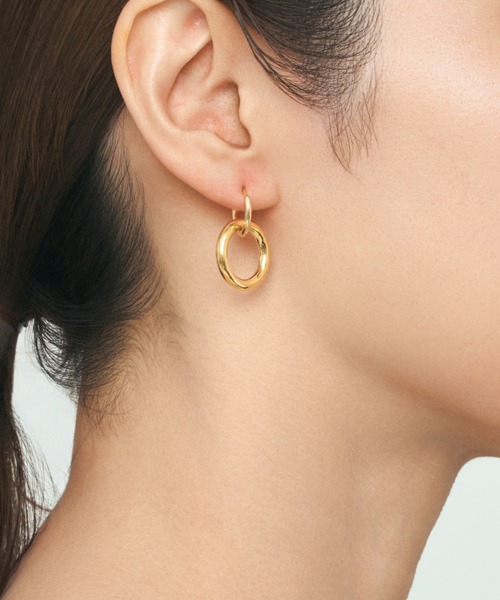 UNITED JEWELS-ef-（ユナイテッドジュエルズイフ）の「Double Ring Hoop Pierce（ピアス（両耳用）・レディース・イエローゴールド/シルバー・FREE）」の3枚目の写真
