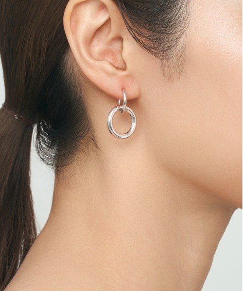UNITED JEWELS-ef-（ユナイテッドジュエルズイフ）の「Double Ring Hoop Pierce（ピアス（両耳用）・レディース・イエローゴールド/シルバー・FREE）」の5枚目の写真