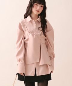 line stone ribbon shirt / ラインストーンリボンシャツ（シャツ