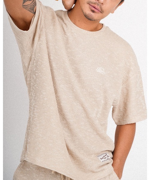 #Re:room(リルーム)の「シアースラブニットTシャツ(Tシャツ/カットソー・メンズ・ベージュ/ホワイト・M-L/S-M)」の2枚目の写真