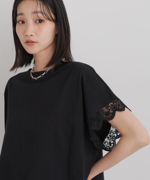 セール】レースカフドルマンワイドカットトップス（Tシャツ/カットソー
