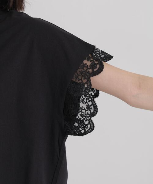 NANO universe(ナノユニバース)の「レースカフドルマンワイドカットトップス(Tシャツ/カットソー・レディース・ホワイト/ブラック/ライトブラウン・FREE)」の6枚目の写真