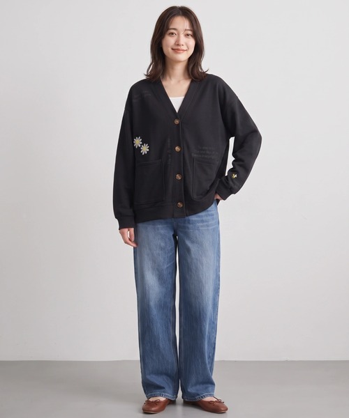 Nunc.(ヌンク)の「裏毛ロゴ刺繍ボンディングカーディガン(カーディガン/ボレロ・レディース・杢グレー/ブラック/オフホワイト・FREE)」の13枚目の写真