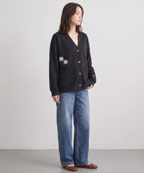Nunc.(ヌンク)の「裏毛ロゴ刺繍ボンディングカーディガン(カーディガン/ボレロ・レディース・杢グレー/ブラック/オフホワイト・FREE)」の14枚目の写真