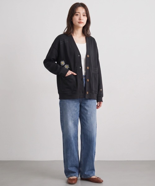 Nunc.(ヌンク)の「裏毛ロゴ刺繍ボンディングカーディガン(カーディガン/ボレロ・レディース・杢グレー/ブラック/オフホワイト・FREE)」の15枚目の写真