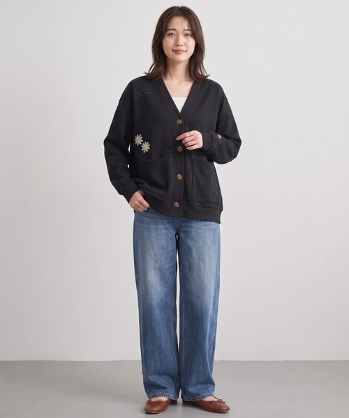 Nunc.(ヌンク)の「裏毛ロゴ刺繍ボンディングカーディガン(カーディガン/ボレロ・レディース・杢グレー/ブラック/オフホワイト・FREE)」の16枚目の写真