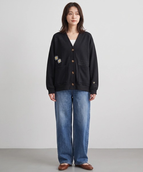 Nunc.(ヌンク)の「裏毛ロゴ刺繍ボンディングカーディガン(カーディガン/ボレロ・レディース・杢グレー/ブラック/オフホワイト・FREE)」の18枚目の写真