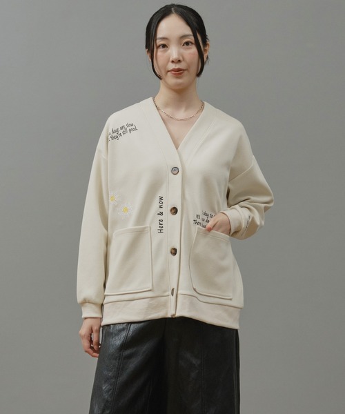 Nunc.(ヌンク)の「裏毛ロゴ刺繍ボンディングカーディガン(カーディガン/ボレロ・レディース・杢グレー/ブラック/オフホワイト・FREE)」の19枚目の写真