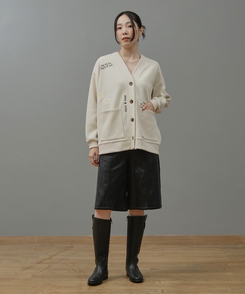 Nunc.(ヌンク)の「裏毛ロゴ刺繍ボンディングカーディガン(カーディガン/ボレロ・レディース・杢グレー/ブラック/オフホワイト・FREE)」の22枚目の写真