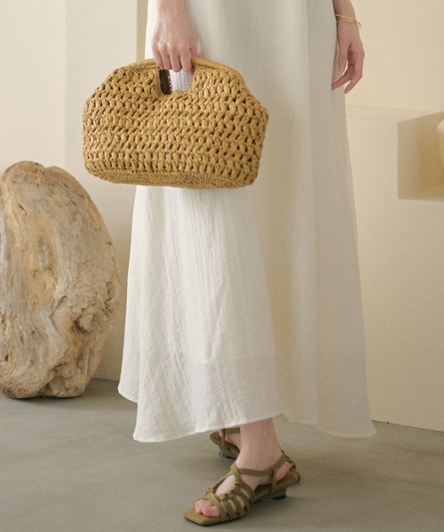 LAULEN(ローレン)の「mesh weave hand bag /メッシュ編みハンドバッグ(かごバッグ・レディース・ブラウン/ベージュ・FREE)」の3枚目の写真