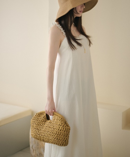 LAULEN(ローレン)の「mesh weave hand bag /メッシュ編みハンドバッグ(かごバッグ・レディース・ブラウン/ベージュ・FREE)」の5枚目の写真