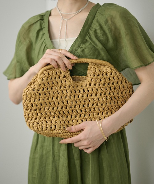 LAULEN(ローレン)の「mesh weave hand bag /メッシュ編みハンドバッグ(かごバッグ・レディース・ブラウン/ベージュ・FREE)」の6枚目の写真