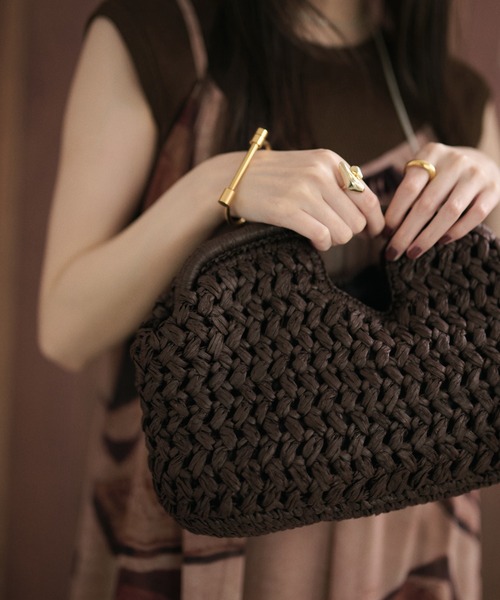 LAULEN(ローレン)の「mesh weave hand bag /メッシュ編みハンドバッグ(かごバッグ・レディース・ブラウン/ベージュ・FREE)」の15枚目の写真