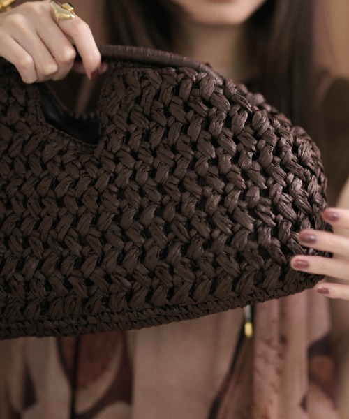 LAULEN(ローレン)の「mesh weave hand bag /メッシュ編みハンドバッグ(かごバッグ・レディース・ブラウン/ベージュ・FREE)」の16枚目の写真