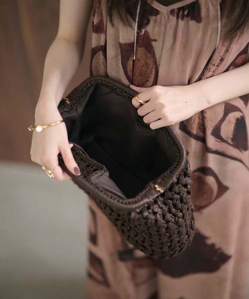 LAULEN(ローレン)の「mesh weave hand bag /メッシュ編みハンドバッグ(かごバッグ・レディース・ブラウン/ベージュ・FREE)」の17枚目の写真