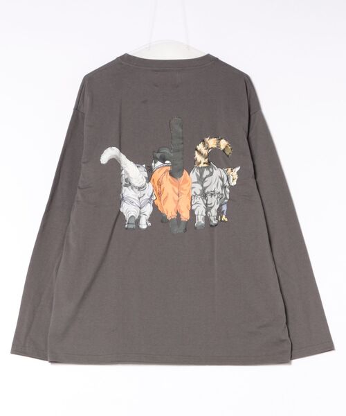 CORISCO（コリスコ）の「スペースアニマル柄ロンTEE(M1)（Tシャツ/カットソー・メンズ・グレー系1/キナリ/ホワイト系1/ブラック系2/ブラック系1/オートミール/ホワイト系2/グレー系2・X-LARGE/LARGE/MEDIUM）」の9枚目の写真