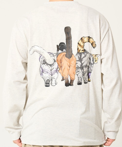 CORISCO（コリスコ）の「スペースアニマル柄ロンTEE(M1)（Tシャツ/カットソー・メンズ・グレー系1/キナリ/ホワイト系1/ブラック系2/ブラック系1/オートミール/ホワイト系2/グレー系2・X-LARGE/LARGE/MEDIUM）」の8枚目の写真