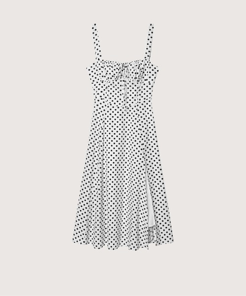 LA POMME petit(ラポミ・プチ)の「French Square Collar Dot One Piece/フレンチスクエアカラー ドット柄ワンピース(ワンピース・レディース・ブラック・FREE)」の1枚目の写真