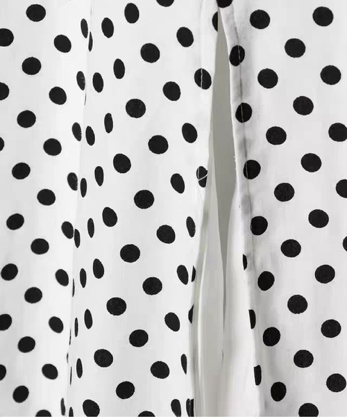 LA POMME petit(ラポミ・プチ)の「French Square Collar Dot One Piece/フレンチスクエアカラー ドット柄ワンピース(ワンピース・レディース・ブラック・FREE)」の2枚目の写真