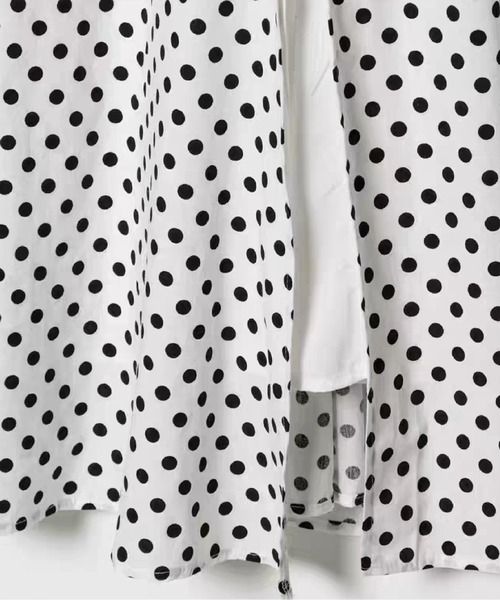 LA POMME petit(ラポミ・プチ)の「French Square Collar Dot One Piece/フレンチスクエアカラー ドット柄ワンピース(ワンピース・レディース・ブラック・FREE)」の4枚目の写真