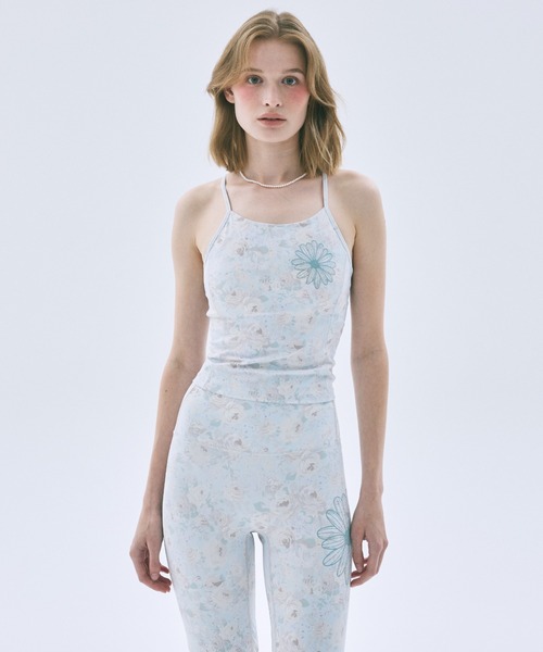 Mardi Mercredi(マルディメクルディ)の「BEURRE ULTIMATE COMFORT halter neck top fleur printed / ブール アルティメット コンフォート ホルターネック トップ フルール プリンテッド(キャミソール・レディース・グレイッシュブルー/ミント・M/L/S)」の3枚目の写真