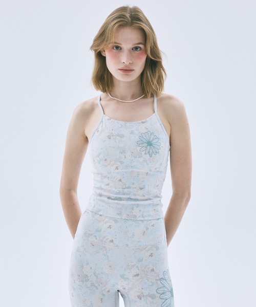 Mardi Mercredi(マルディメクルディ)の「BEURRE ULTIMATE COMFORT halter neck top fleur printed / ブール アルティメット コンフォート ホルターネック トップ フルール プリンテッド(キャミソール・レディース・グレイッシュブルー/ミント・M/L/S)」の4枚目の写真