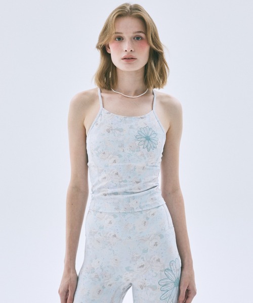 Mardi Mercredi(マルディメクルディ)の「BEURRE ULTIMATE COMFORT halter neck top fleur printed / ブール アルティメット コンフォート ホルターネック トップ フルール プリンテッド(キャミソール・レディース・グレイッシュブルー/ミント・M/L/S)」の5枚目の写真