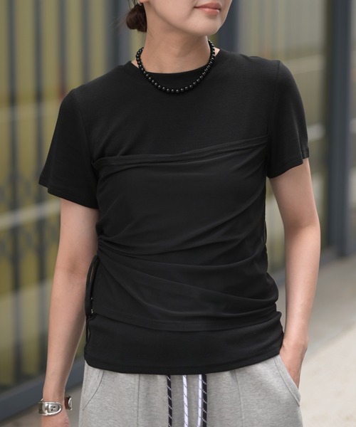Marient(マリエント)の「チュールギャザーレイヤードTEE(Tシャツ/カットソー・レディース・ホワイト/ブラック・FREE)」の11枚目の写真