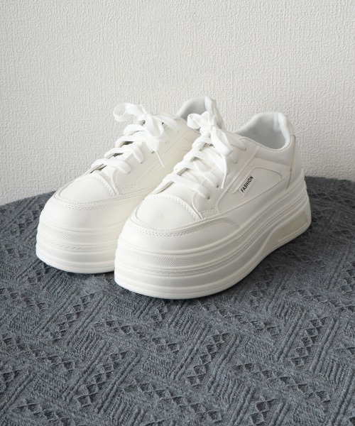 Miniministore(ミニミニストア)の「厚底スニーカー ローカット靴 美脚 白(スニーカー・レディース・ホワイト×ブラック/ホワイト・22.5cm/23.0cm/24.5cm/23.5cm/24.0cm/25.0cm)」の14枚目の写真
