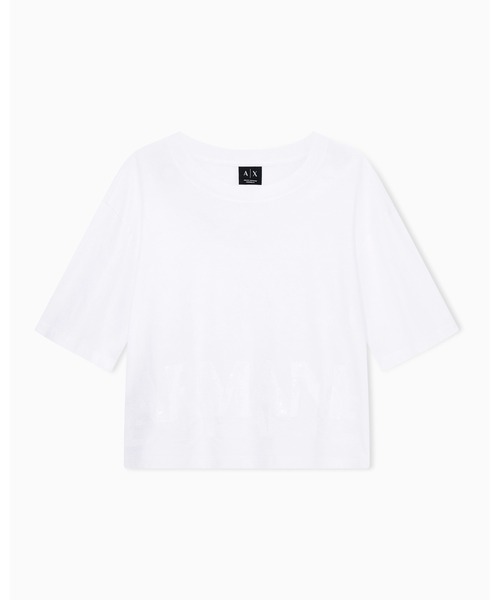 ARMANI EXCHANGE(アルマーニエクスチェンジ)の「【A|X アルマーニ エクスチェンジ】デュアルロゴ 半袖クルーネックTシャツ/CROPPED(Tシャツ/カットソー・レディース・ブラック/ホワイト・LARGE/MEDIUM/SMALL/X-LARGE/X-SMALL)」の14枚目の写真