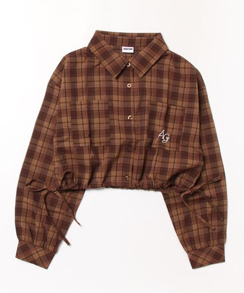 ANAP GｉRL（アナップガール）の「*クロップドサイドシャーリングシャツ（別売りＳＥＴＵＰ）（シャツ/ブラウス・キッズ・ブラック/ブラウン/グレー・XS/S/M）」の3枚目の写真