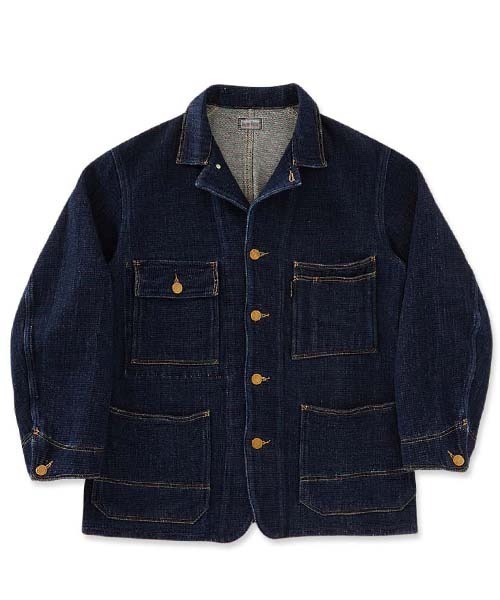BLUE BLUE(ブルーブルー)の「フロージャカードデニム カバーオールジャケット(カバーオール・メンズ・インディゴブルー・S/M/L/XL)」の1枚目の写真
