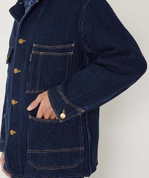 BLUE BLUE(ブルーブルー)の「フロージャカードデニム カバーオールジャケット(カバーオール・メンズ・インディゴブルー・S/M/L/XL)」の7枚目の写真
