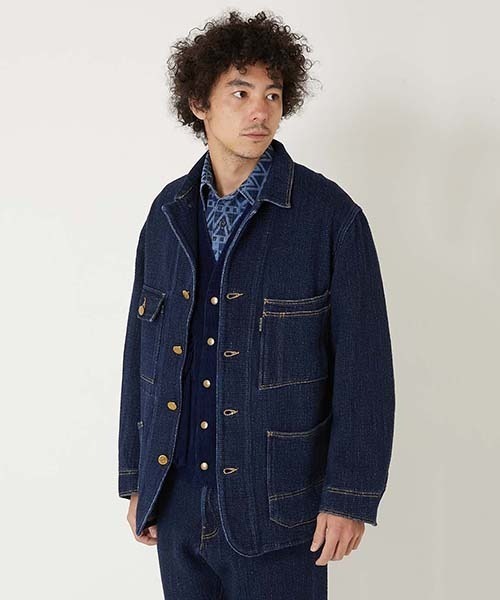 BLUE BLUE(ブルーブルー)の「フロージャカードデニム カバーオールジャケット(カバーオール・メンズ・インディゴブルー・S/M/L/XL)」の2枚目の写真