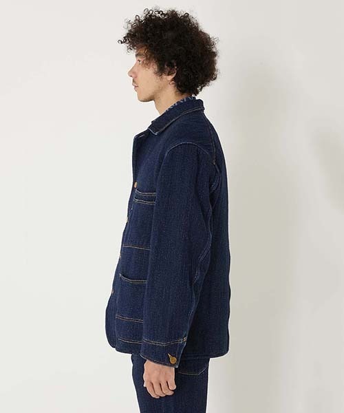 BLUE BLUE(ブルーブルー)の「フロージャカードデニム カバーオールジャケット(カバーオール・メンズ・インディゴブルー・S/M/L/XL)」の3枚目の写真