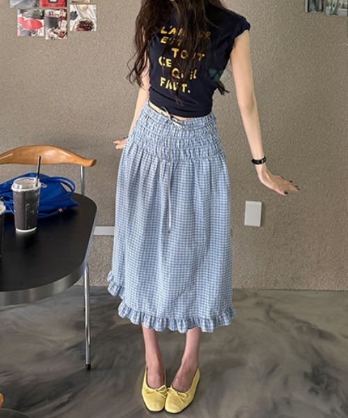 FLINEA（フリネア）の「チェック柄スカート（スカート・レディース・ホワイト/ブルー・FREE）」の12枚目の写真