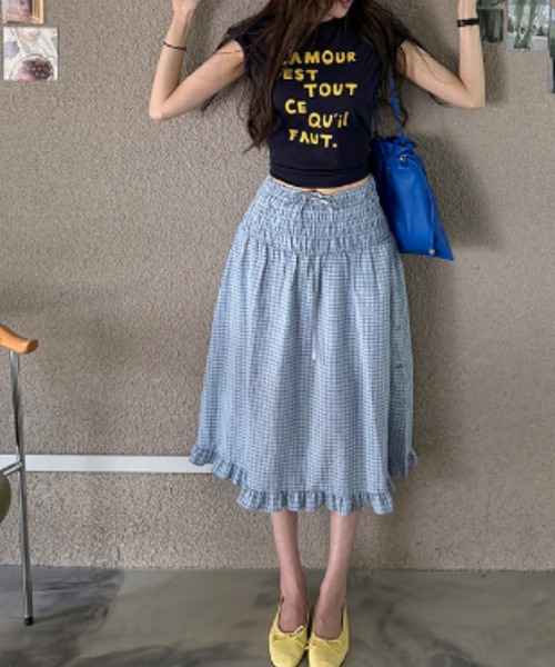 FLINEA（フリネア）の「チェック柄スカート（スカート・レディース・ホワイト/ブルー・FREE）」の11枚目の写真