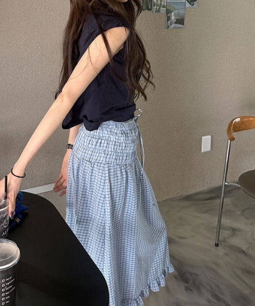 FLINEA（フリネア）の「チェック柄スカート（スカート・レディース・ホワイト/ブルー・FREE）」の13枚目の写真