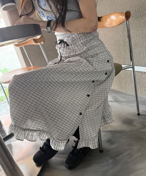 FLINEA（フリネア）の「チェック柄スカート（スカート・レディース・ホワイト/ブルー・FREE）」の15枚目の写真