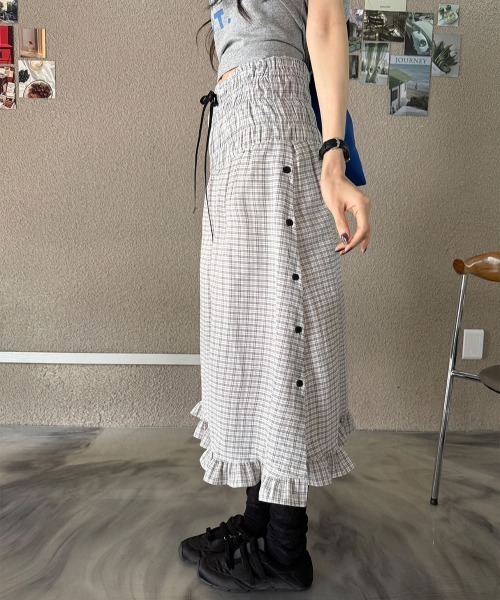 FLINEA（フリネア）の「チェック柄スカート（スカート・レディース・ホワイト/ブルー・FREE）」の16枚目の写真