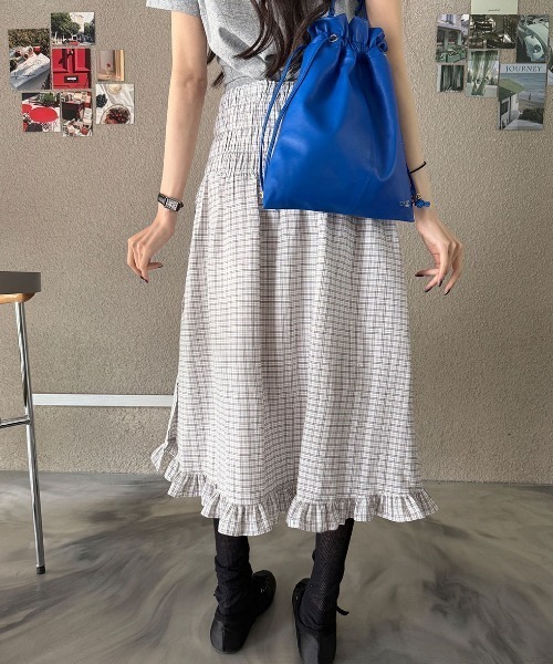 FLINEA（フリネア）の「チェック柄スカート（スカート・レディース・ホワイト/ブルー・FREE）」の18枚目の写真