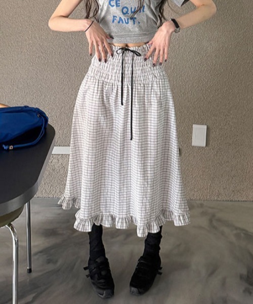 FLINEA（フリネア）の「チェック柄スカート（スカート・レディース・ホワイト/ブルー・FREE）」の21枚目の写真