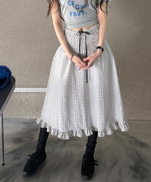 FLINEA（フリネア）の「チェック柄スカート（スカート・レディース・ホワイト/ブルー・FREE）」の20枚目の写真