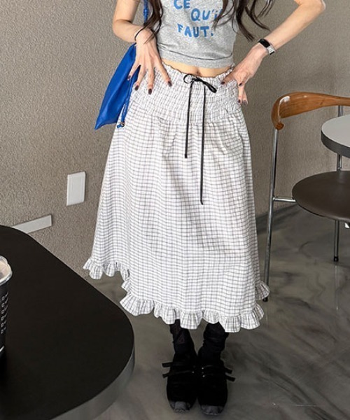 FLINEA（フリネア）の「チェック柄スカート（スカート・レディース・ホワイト/ブルー・FREE）」の19枚目の写真