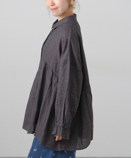 Samansa Mos2(サマンサ モスモス)の「【Cross×Linen】ふんわりチュニック(チュニック・レディース・キナリ/チャコール/レッド/ベージュ・F)」の3枚目の写真