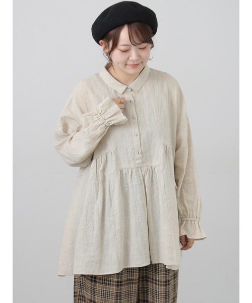 Samansa Mos2(サマンサ モスモス)の「【Cross×Linen】ふんわりチュニック(チュニック・レディース・キナリ/チャコール/レッド/ベージュ・F)」の2枚目の写真