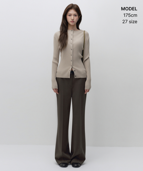 MUSINSA STANDARD WOMAN（ムシンサスタンダードウーマン）の「ウィメンズフレアヒドゥンバンディングスラックス[バンダイクブラウン]（スラックス・レディース・その他・24/25/26/27/28/29/30）」の2枚目の写真